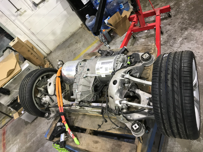 New rear axle assembly, complete with motor.